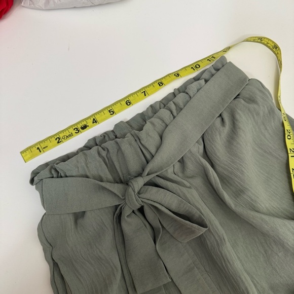 Pink Lily Epiphany Moment Sage Green Paper Bag Wide Leg Trouser Pants Size Small - Picture 10 of 11